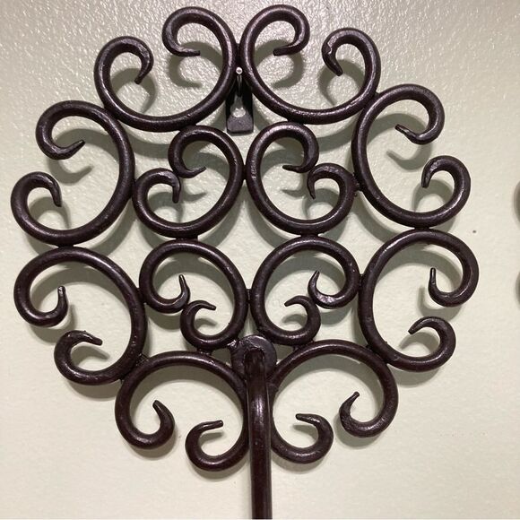 TREE OF LIFE Pair of Circle Candle Holder Wall Sconces 10 x 6.5 inches - Picture 5 of 12